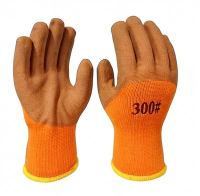 Guantes con revestimiento de látex de espuma 3/4 con forro de felpa de calibre 10