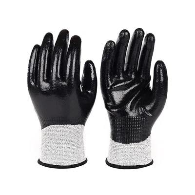 Guantes de corte recubiertos con nitrilo completo HPPE